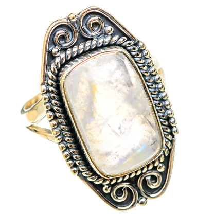 Rainbow Moonstone Rings handcrafted by Ana Silver Co - RING120930 - Photo 2