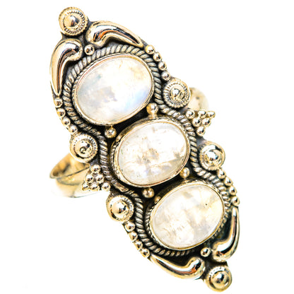 Rainbow Moonstone Rings handcrafted by Ana Silver Co - RING120934 - Photo 2