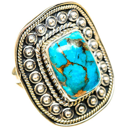 Blue Copper Composite Turquoise Rings handcrafted by Ana Silver Co - RING120954 - Photo 2