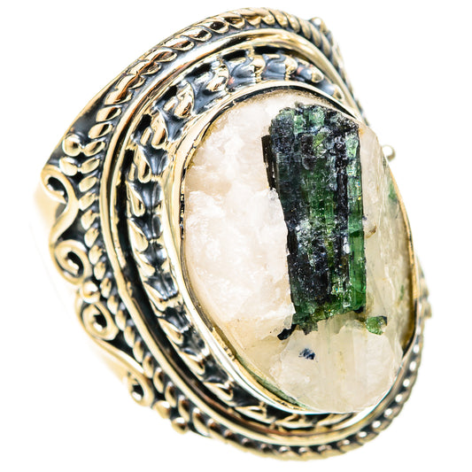 Green Tourmaline In Quartz Rings handcrafted by Ana Silver Co - RING120961 - Photo 2