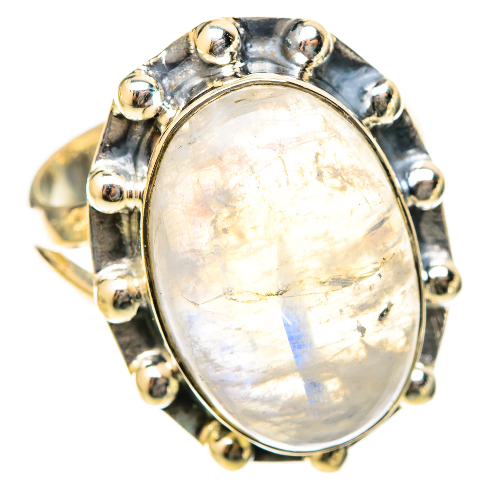 Rainbow Moonstone Rings handcrafted by Ana Silver Co - RING120989 - Photo 2