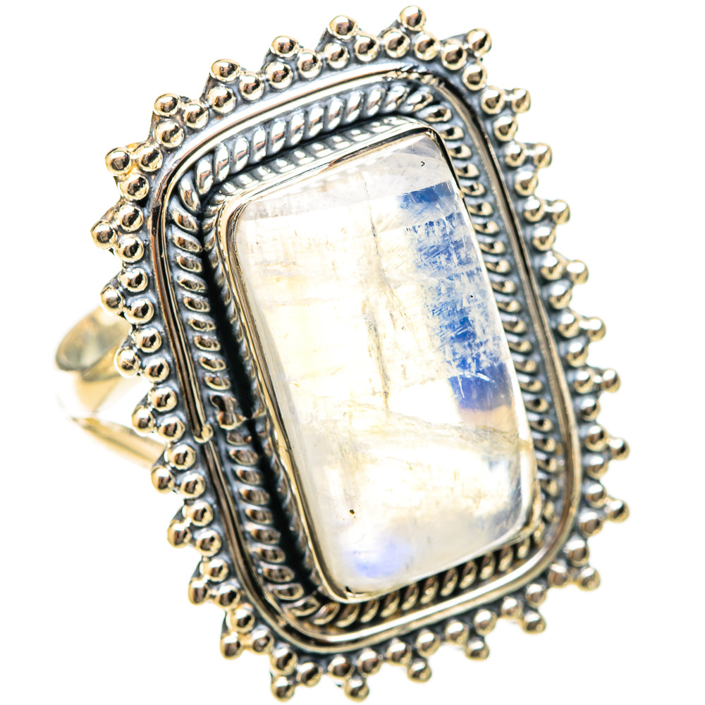 Rainbow Moonstone Rings handcrafted by Ana Silver Co - RING120991 - Photo 2