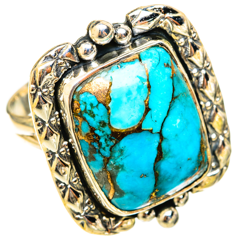 Blue Copper Composite Turquoise Rings handcrafted by Ana Silver Co - RING121000 - Photo 2