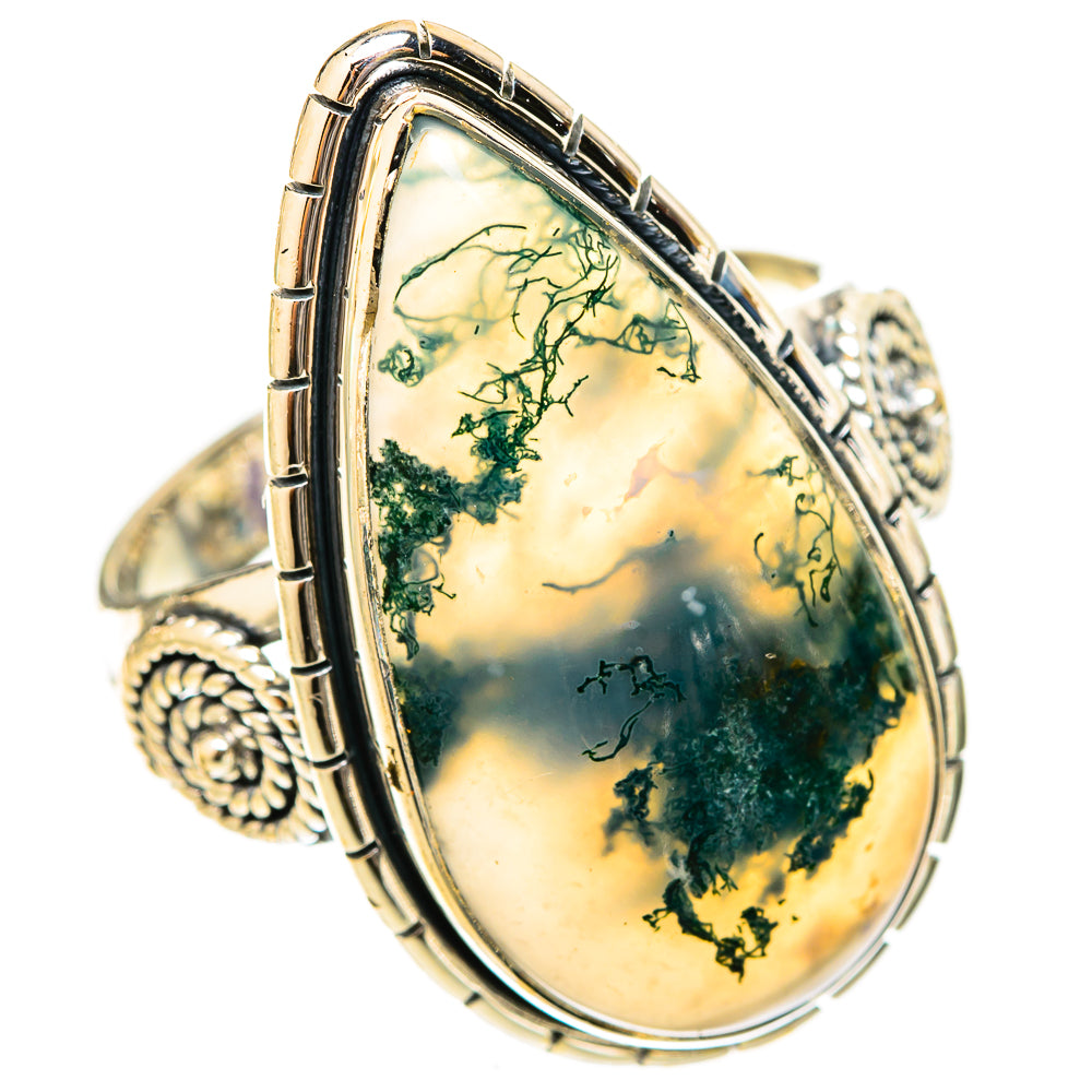 Green Moss Agate Rings handcrafted by Ana Silver Co - RING121013 - Photo 2