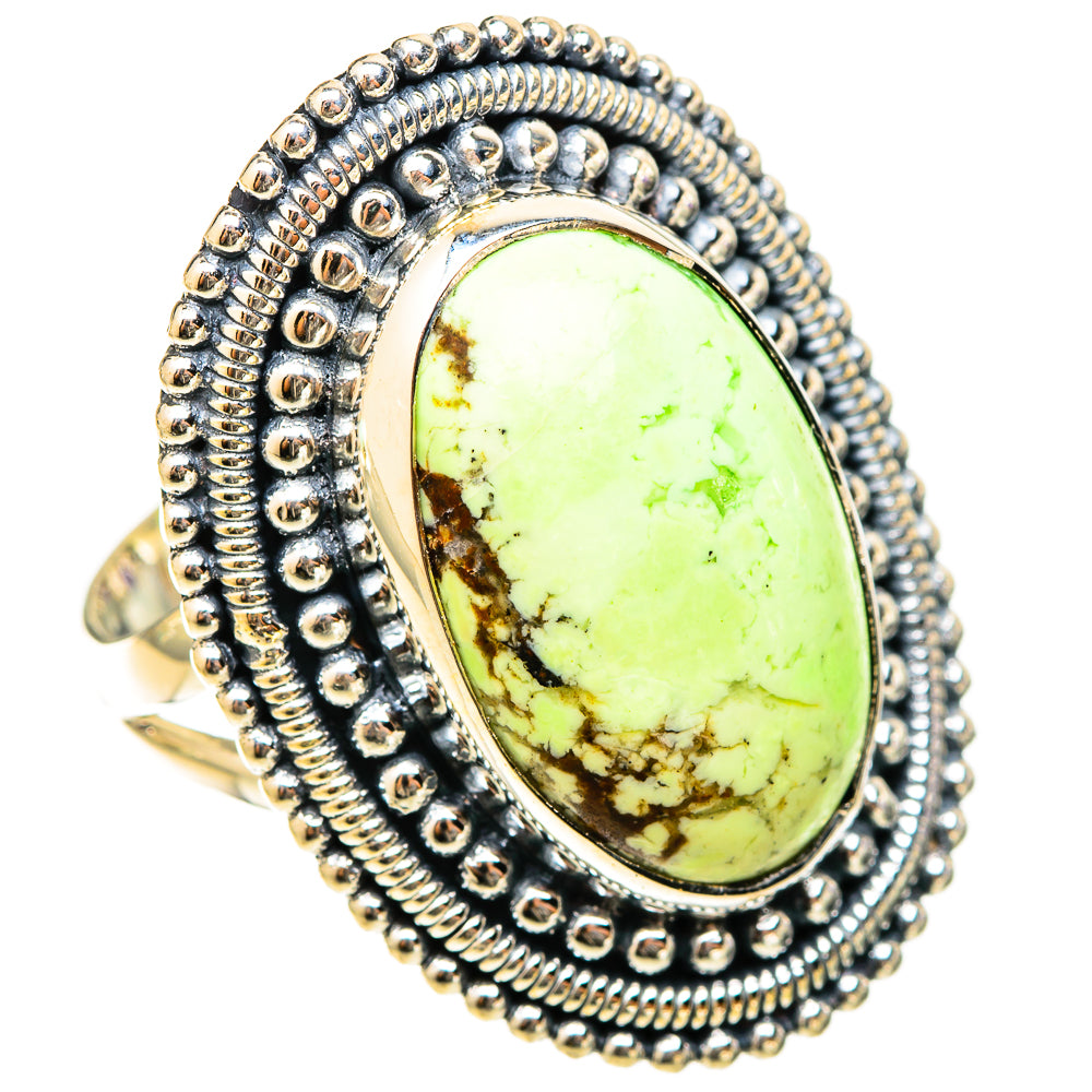 Lemon Chrysoprase Rings handcrafted by Ana Silver Co - RING121028 - Photo 2