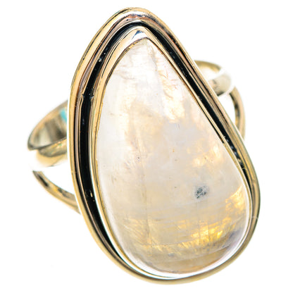 Rainbow Moonstone Rings handcrafted by Ana Silver Co - RING121054 - Photo 2