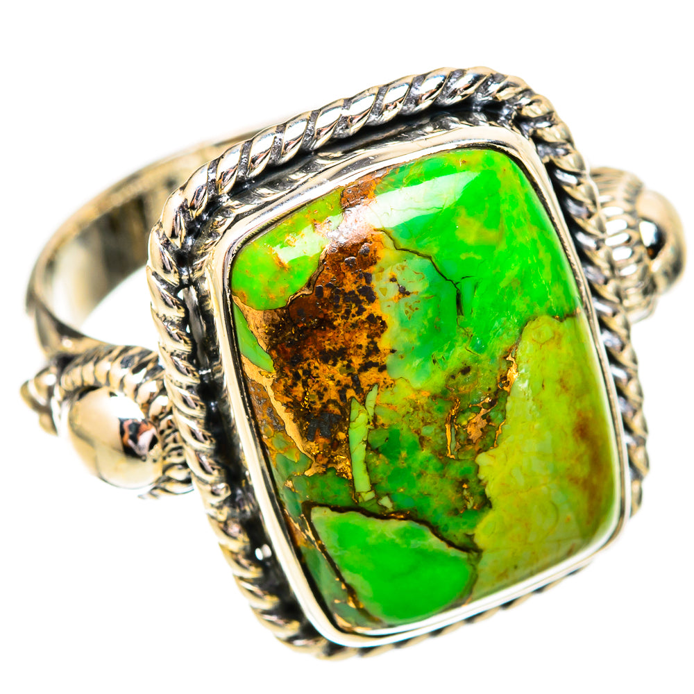 Green Copper Composite Turquoise Rings handcrafted by Ana Silver Co - RING121072 - Photo 2