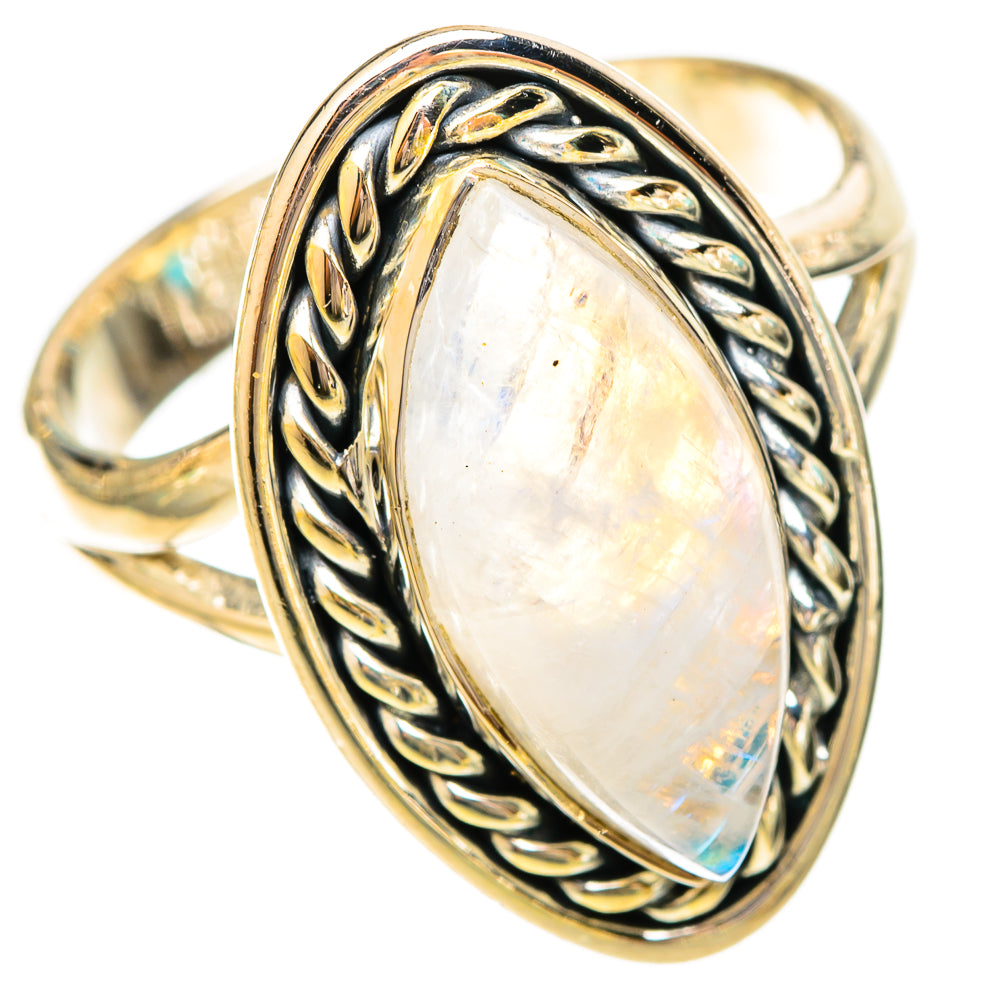 Rainbow Moonstone Rings handcrafted by Ana Silver Co - RING121087 - Photo 2