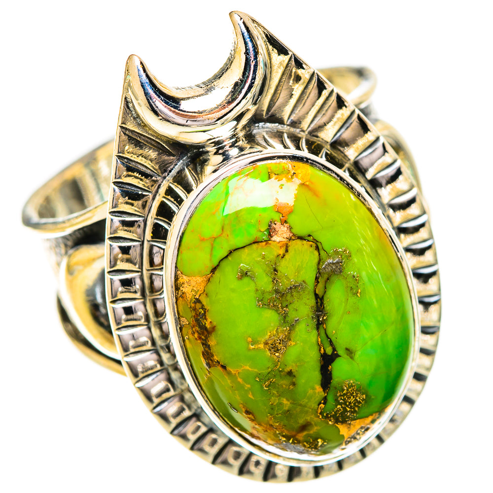 Green Copper Composite Turquoise Rings handcrafted by Ana Silver Co - RING121129 - Photo 2