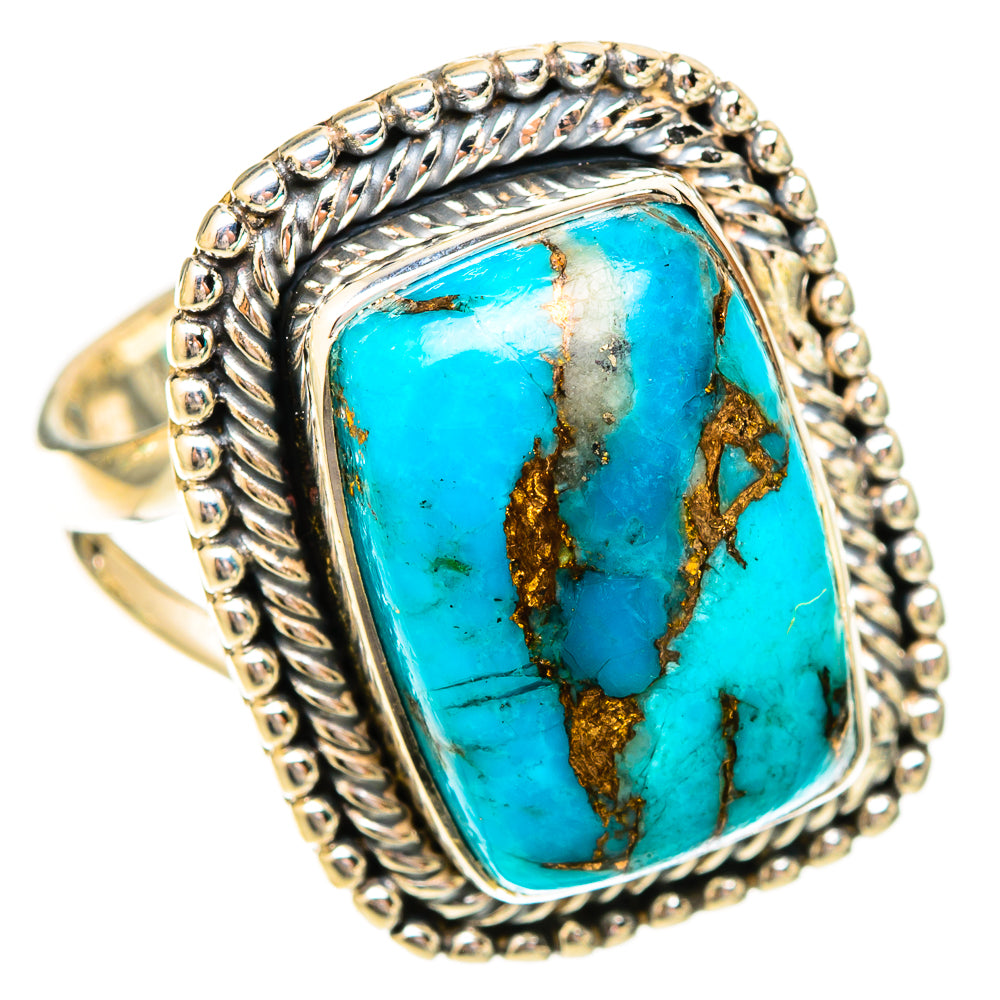 Blue Copper Composite Turquoise Rings handcrafted by Ana Silver Co - RING121156 - Photo 2