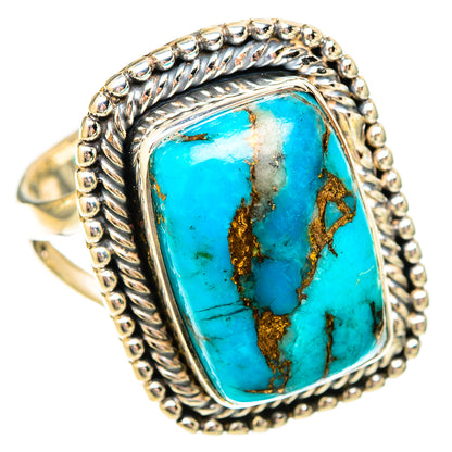 Blue Copper Composite Turquoise Rings handcrafted by Ana Silver Co - RING121156 - Photo 2