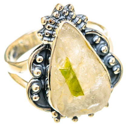 Green Tourmaline In Quartz Rings handcrafted by Ana Silver Co - RING121160 - Photo 2