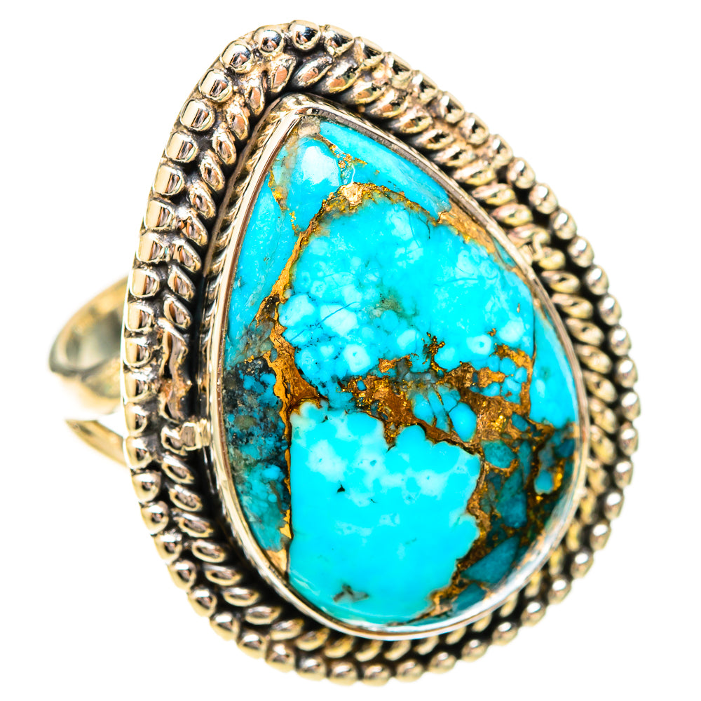 Blue Copper Composite Turquoise Rings handcrafted by Ana Silver Co - RING121182 - Photo 2