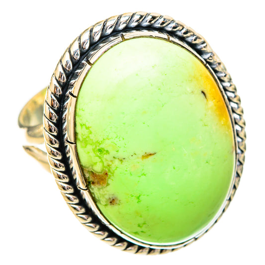 Lemon Chrysoprase Rings handcrafted by Ana Silver Co - RING121194 - Photo 2