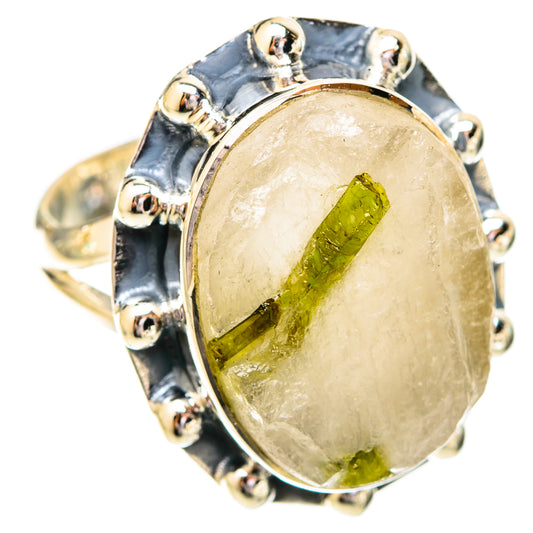Green Tourmaline In Quartz Rings handcrafted by Ana Silver Co - RING121199 - Photo 2