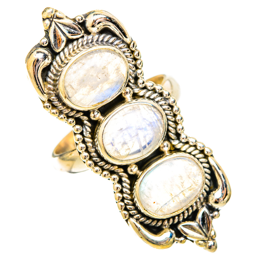 Rainbow Moonstone Rings handcrafted by Ana Silver Co - RING121223 - Photo 2