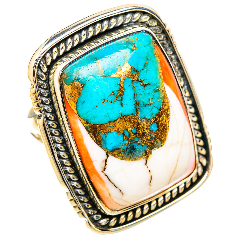 Kingman Pink Dahlia Turquoise Rings handcrafted by Ana Silver Co - RING121225 - Photo 2