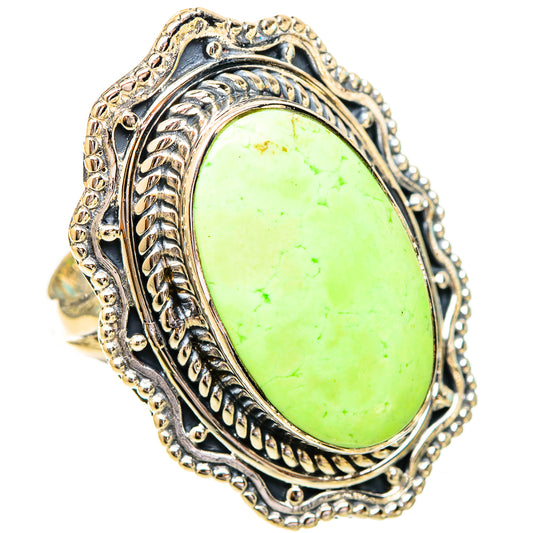 Lemon Chrysoprase Rings handcrafted by Ana Silver Co - RING121241 - Photo 2