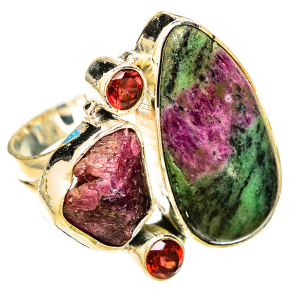 Ruby Zoisite Rings handcrafted by Ana Silver Co - RING121243 - Photo 2