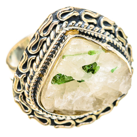 Green Tourmaline In Quartz Rings handcrafted by Ana Silver Co - RING121246 - Photo 2