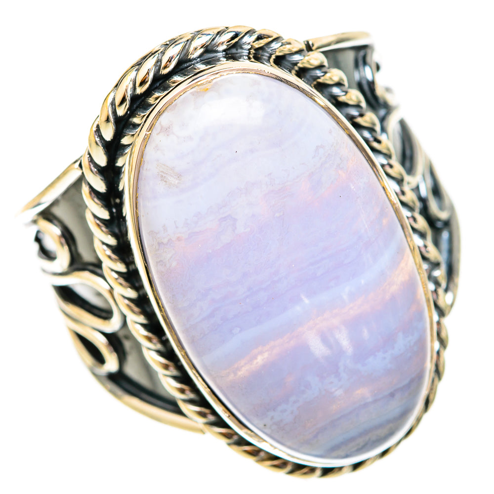 Blue Lace Agate Rings handcrafted by Ana Silver Co - RING121268 - Photo 2