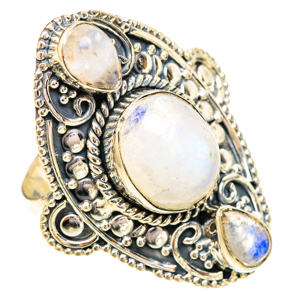Rainbow Moonstone Rings handcrafted by Ana Silver Co - RING121271 - Photo 2