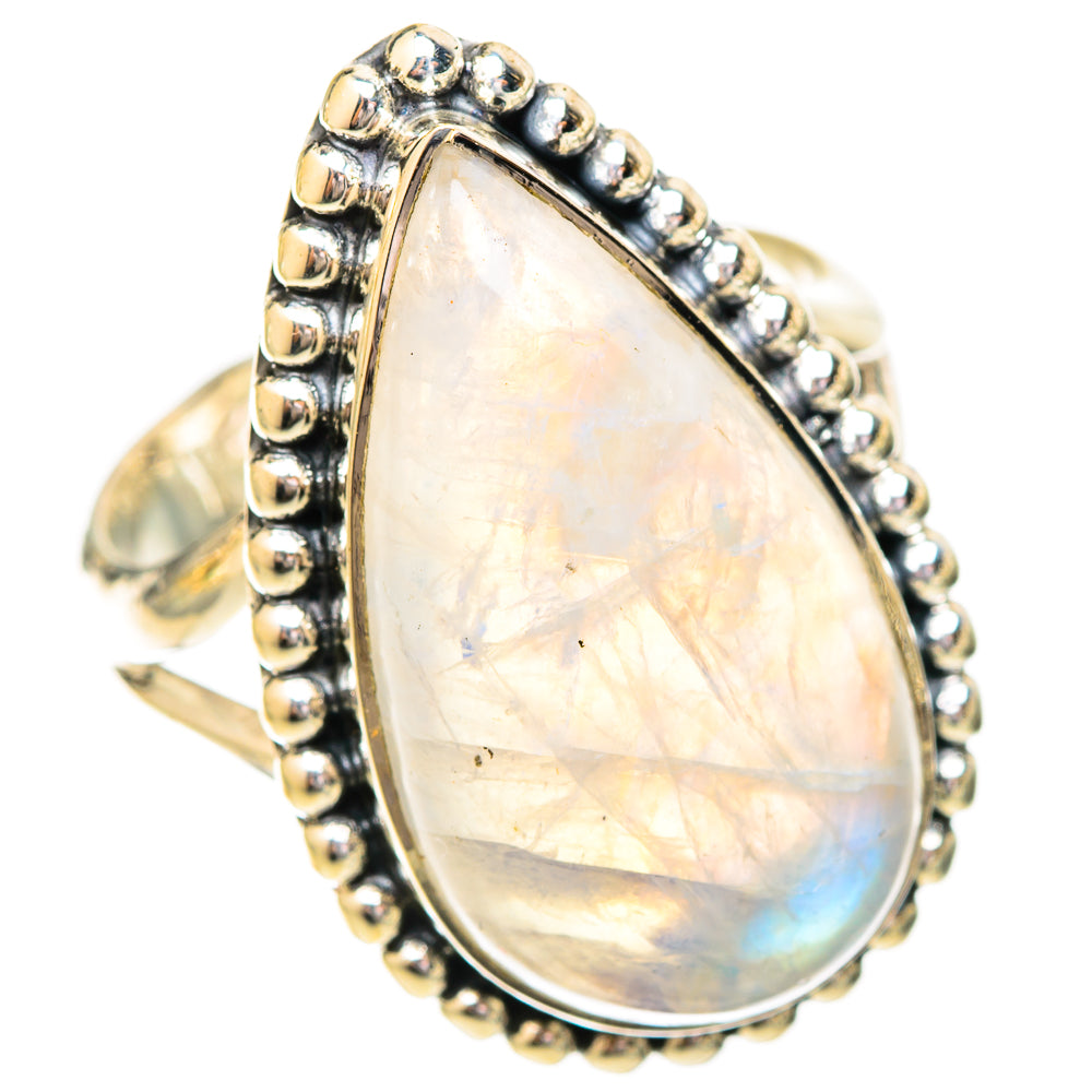 Rainbow Moonstone Rings handcrafted by Ana Silver Co - RING121321 - Photo 2