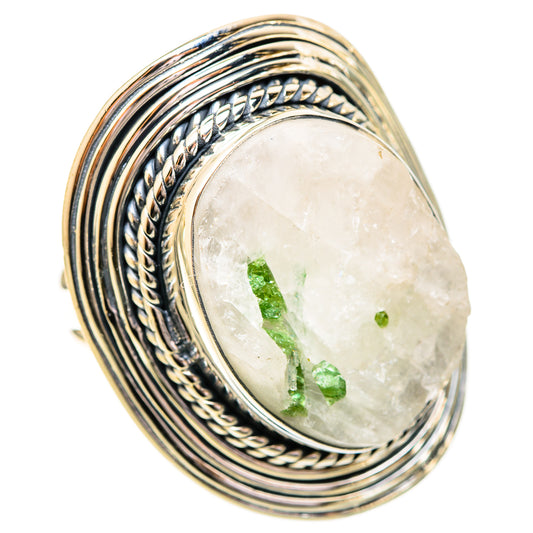 Green Tourmaline In Quartz Rings handcrafted by Ana Silver Co - RING121327 - Photo 2