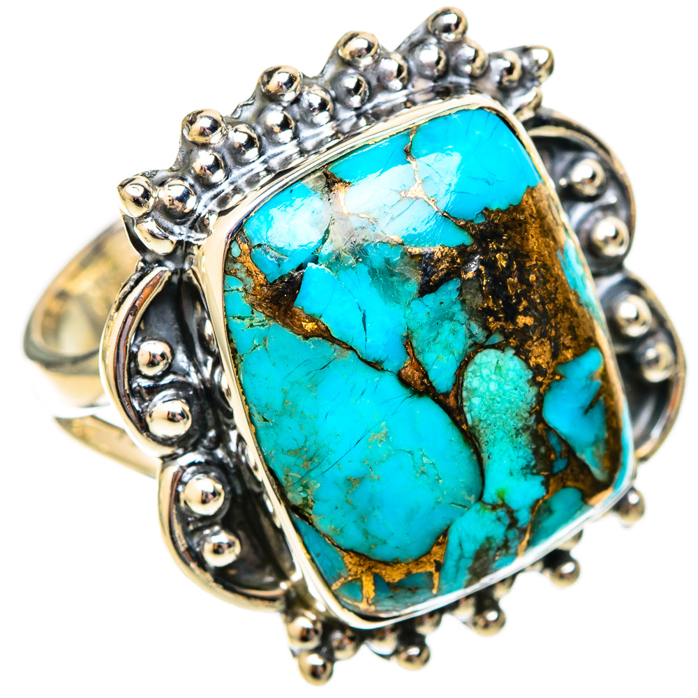Blue Copper Composite Turquoise Rings handcrafted by Ana Silver Co - RING121334 - Photo 2