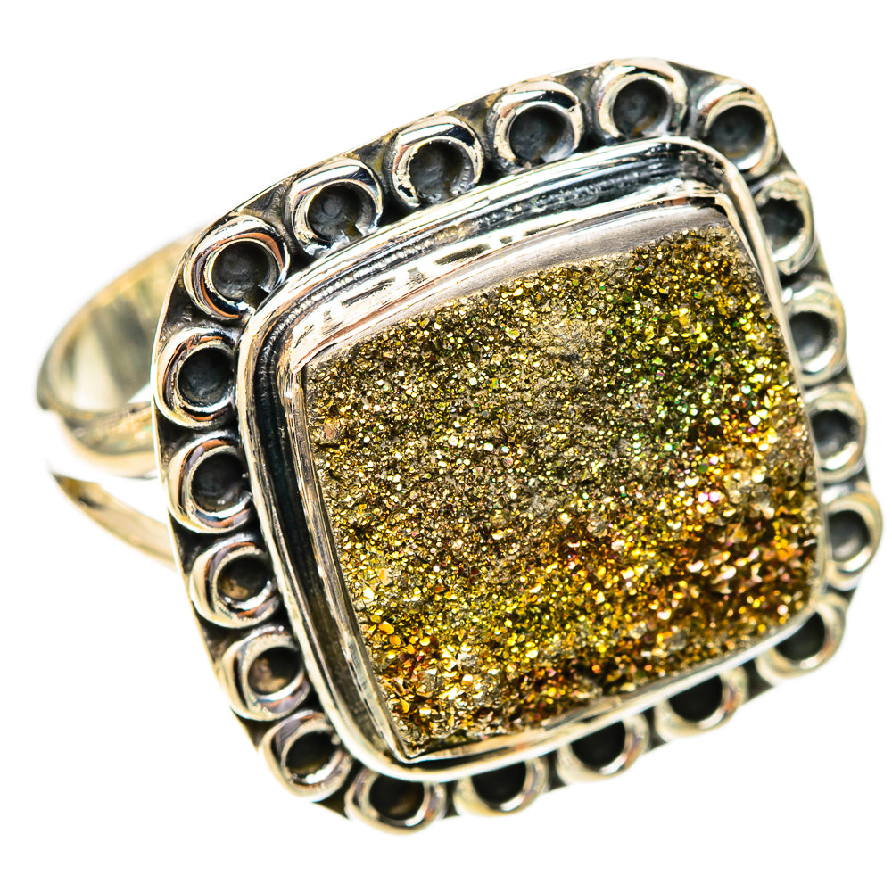 Spectro Pyrite Druzy Rings handcrafted by Ana Silver Co - RING121351 - Photo 2