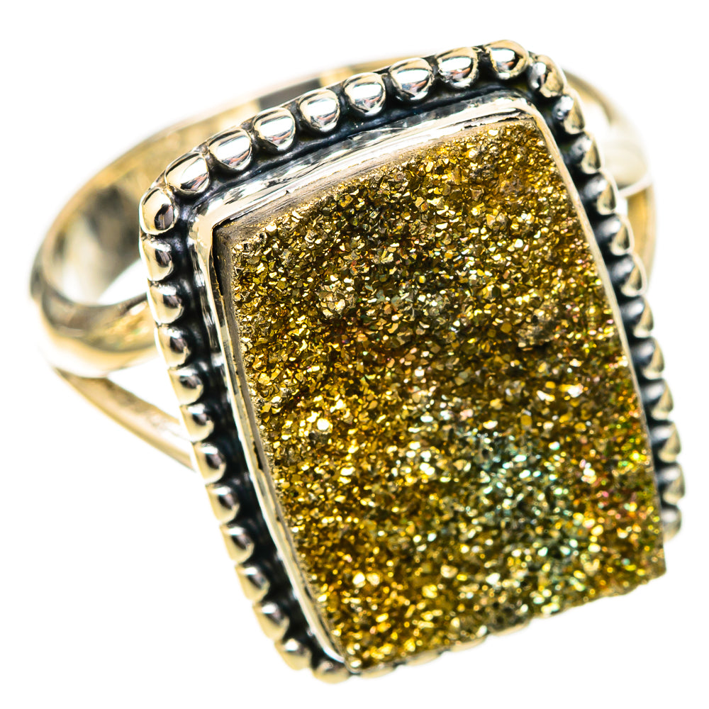 Spectro Pyrite Druzy Rings handcrafted by Ana Silver Co - RING121385 - Photo 2