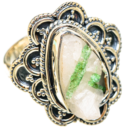 Green Tourmaline In Quartz Rings handcrafted by Ana Silver Co - RING121401 - Photo 2