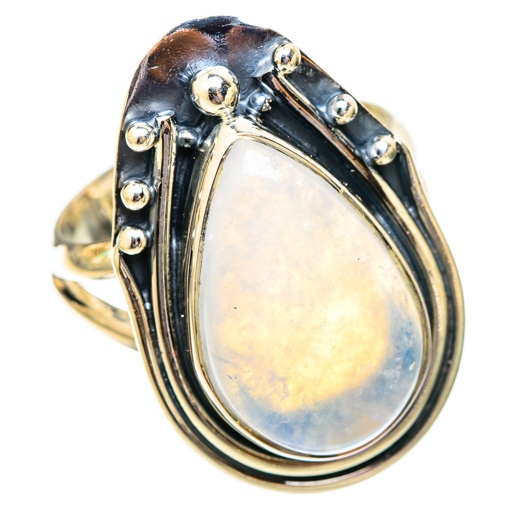 Rainbow Moonstone Rings handcrafted by Ana Silver Co - RING121418 - Photo 2