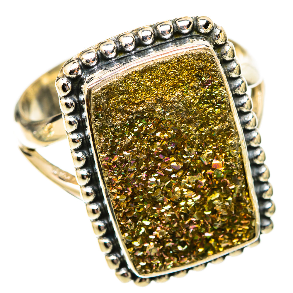 Spectro Pyrite Druzy Rings handcrafted by Ana Silver Co - RING121444 - Photo 2