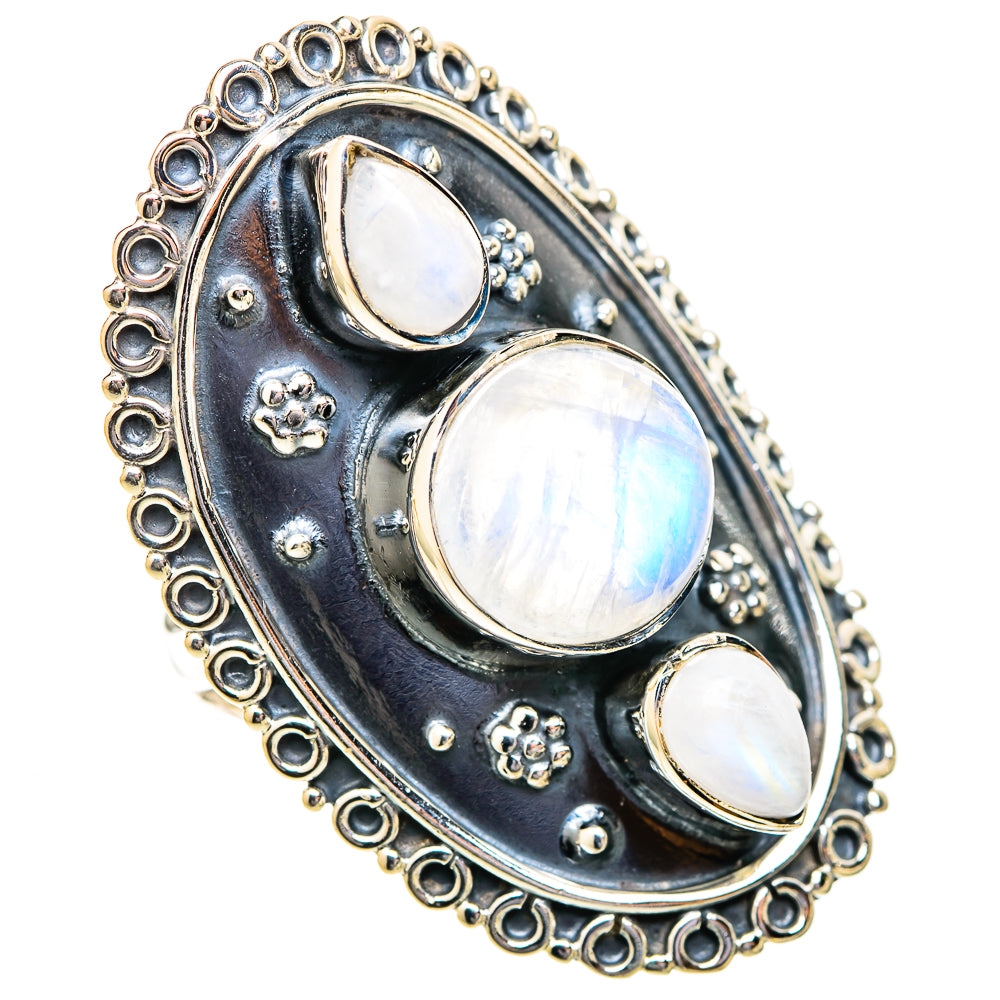 Rainbow Moonstone Rings handcrafted by Ana Silver Co - RING121487 - Photo 2