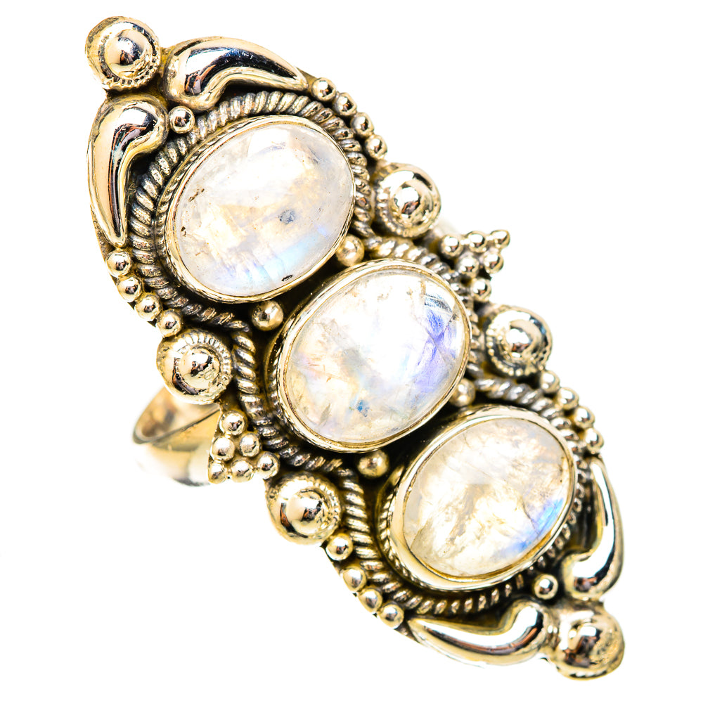 Rianbow Moonstone Rings handcrafted by Ana Silver Co - RING121489 - Photo 2