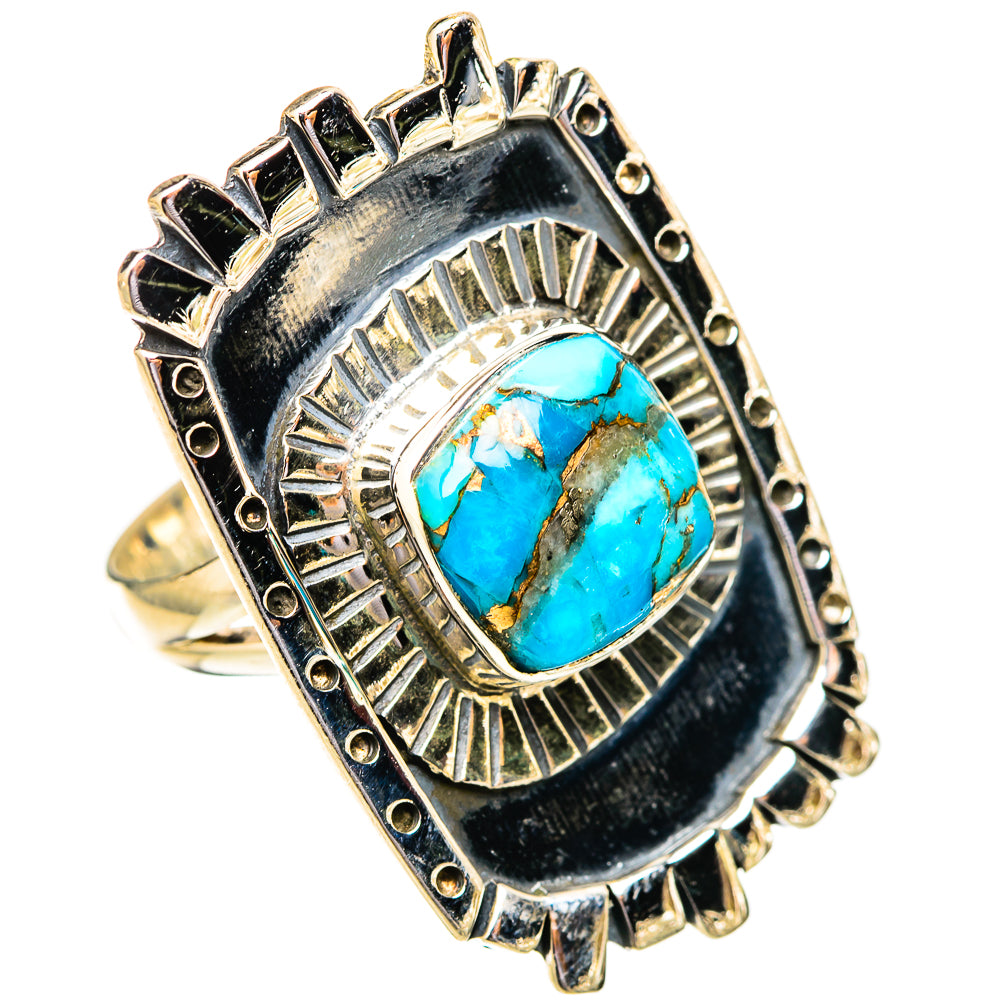 Blue Copper Composite Turquoise Rings handcrafted by Ana Silver Co - RING121505 - Photo 2