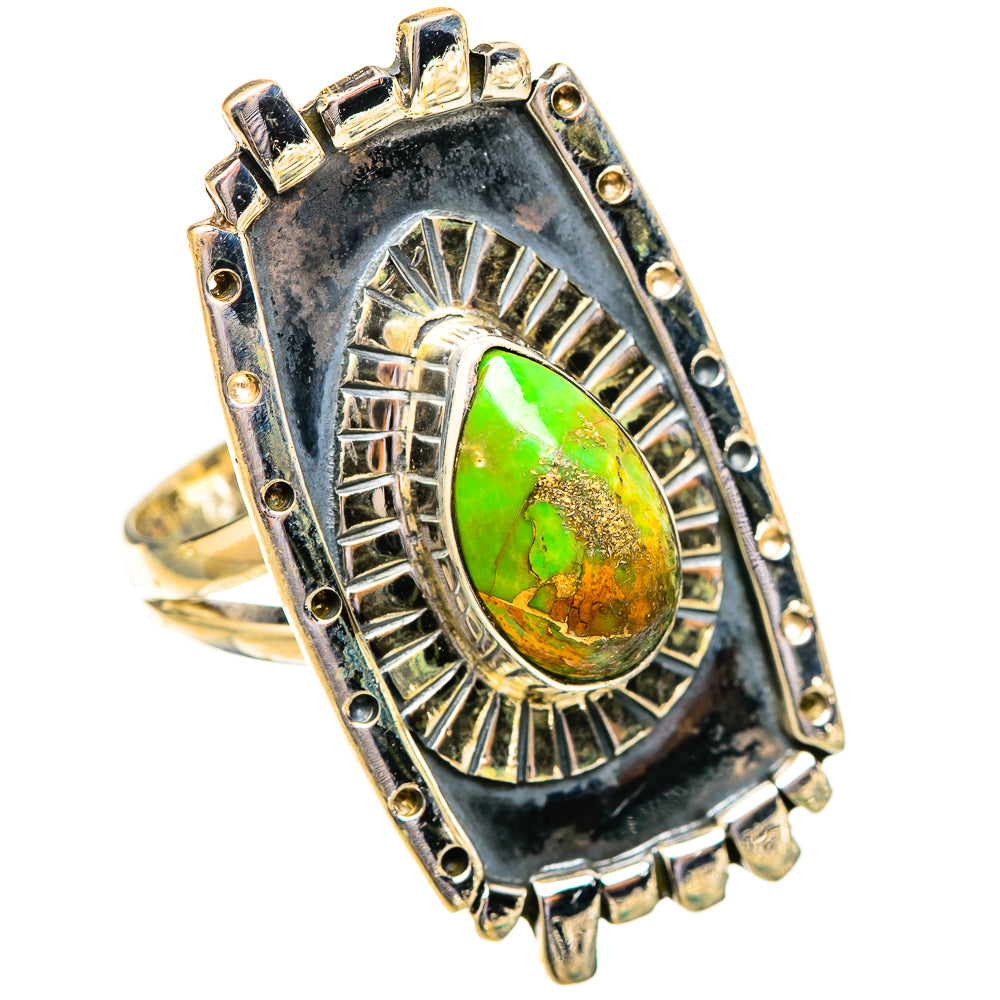 Green Copper Composite Turquoise Rings handcrafted by Ana Silver Co - RING121517 - Photo 2