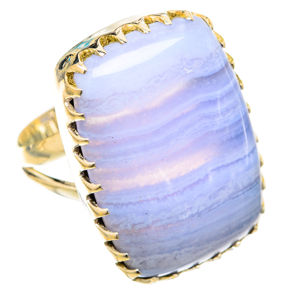 Blue Lace Agate Rings handcrafted by Ana Silver Co - RING121542 - Photo 2