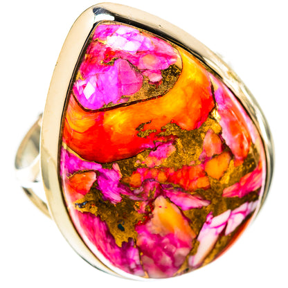 Kingman Pink Dahlia Turquoise Rings handcrafted by Ana Silver Co - RING121546 - Photo 2