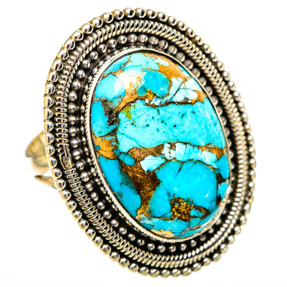 Blue Copper Composite Turquoise Rings handcrafted by Ana Silver Co - RING121558 - Photo 2