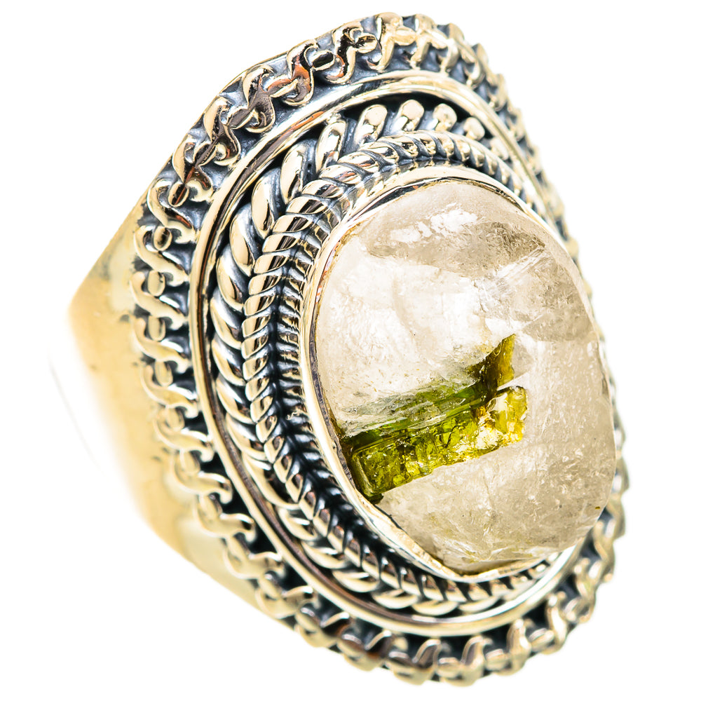 Green Tourmaline In Quartz Rings handcrafted by Ana Silver Co - RING121561 - Photo 2