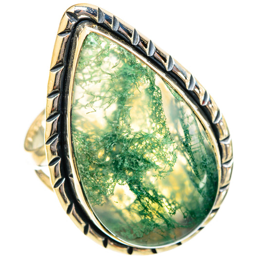 Green Moss Agate Rings handcrafted by Ana Silver Co - RING121566 - Photo 2