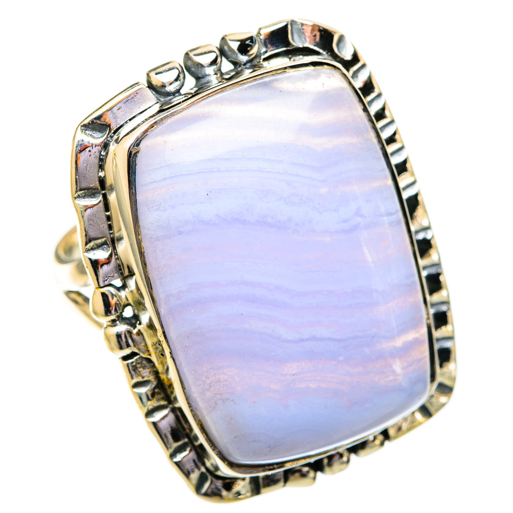 Blue Lace Agate Rings handcrafted by Ana Silver Co - RING121582 - Photo 2