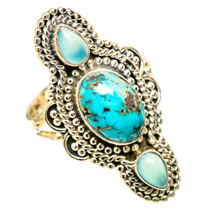 Blue Copper Composite Turquoise Rings handcrafted by Ana Silver Co - RING121599 - Photo 2