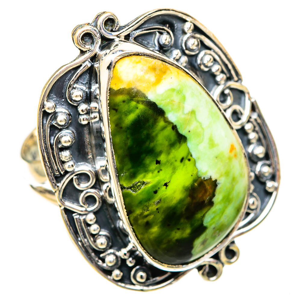 Australian Green Opal Rings handcrafted by Ana Silver Co - RING121603 - Photo 2