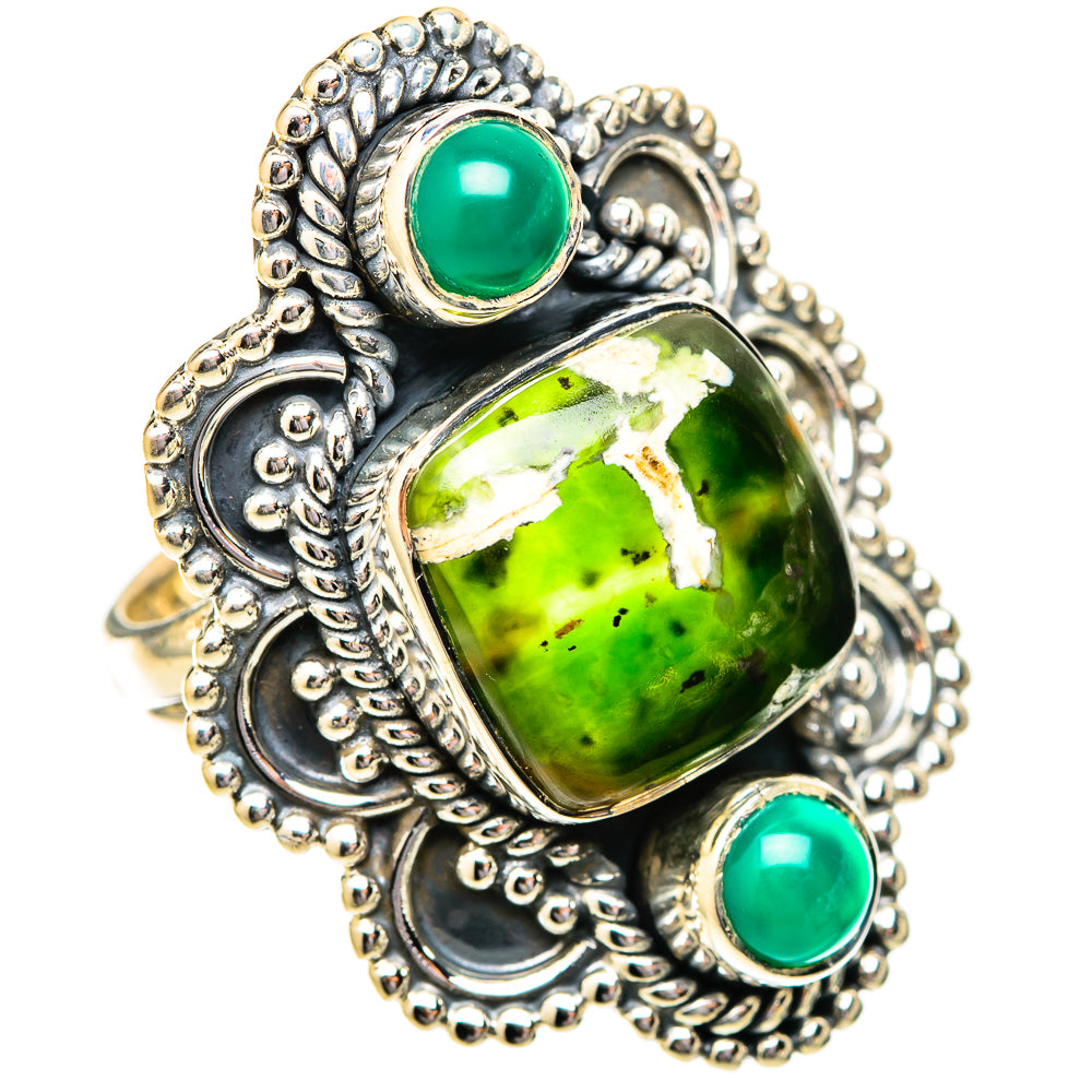 Australian Green Opal Rings handcrafted by Ana Silver Co - RING121609 - Photo 2