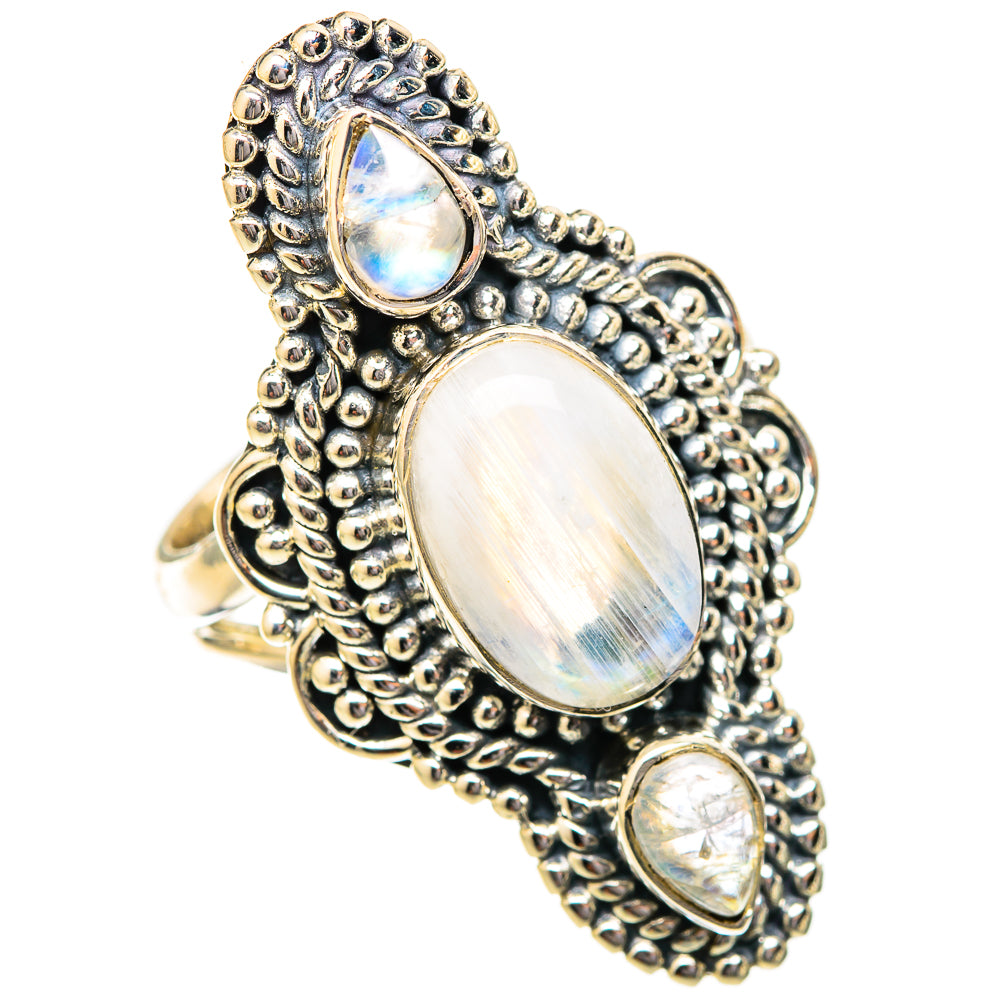 Rainbow Moonstone Rings handcrafted by Ana Silver Co - RING121632 - Photo 2