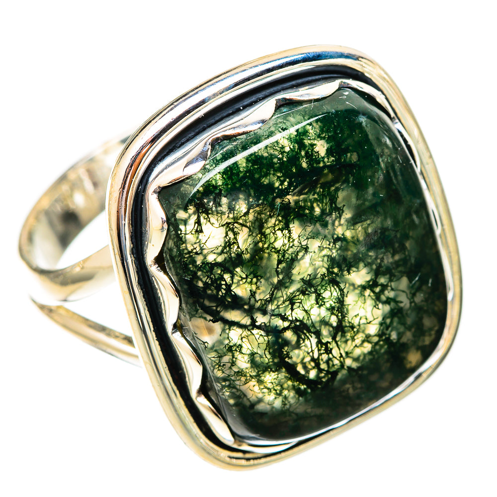 Green Moss Agate Rings handcrafted by Ana Silver Co - RING121648 - Photo 2