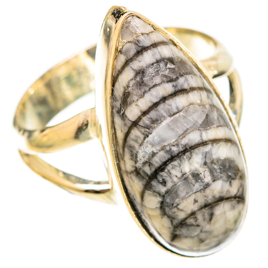 Orthoceras Fossil Rings handcrafted by Ana Silver Co - RING121669 - Photo 2